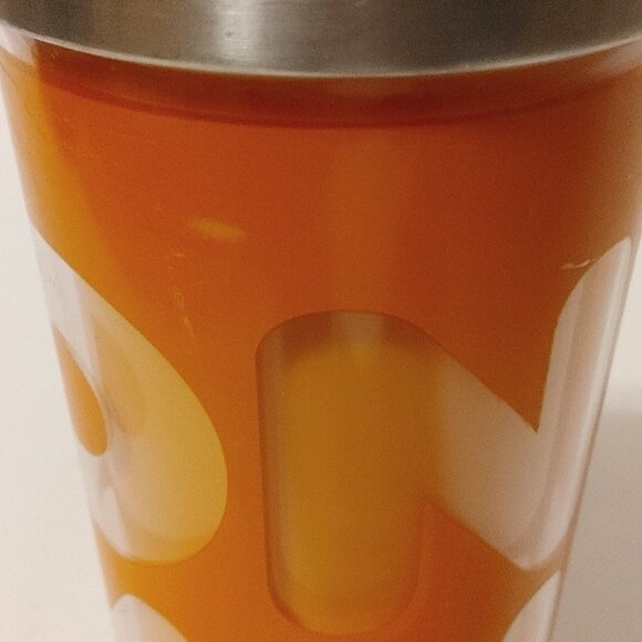 FUN DUNKIN Dunkin Donuts Travel Mug Cold Cup Steel Lid with Straw Orange - Picture 6 of 11